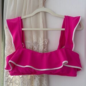 Freshwater Barbie Pink Ruffles‎ Bikini Bathing Suit Top Size L Beach Lake Resort